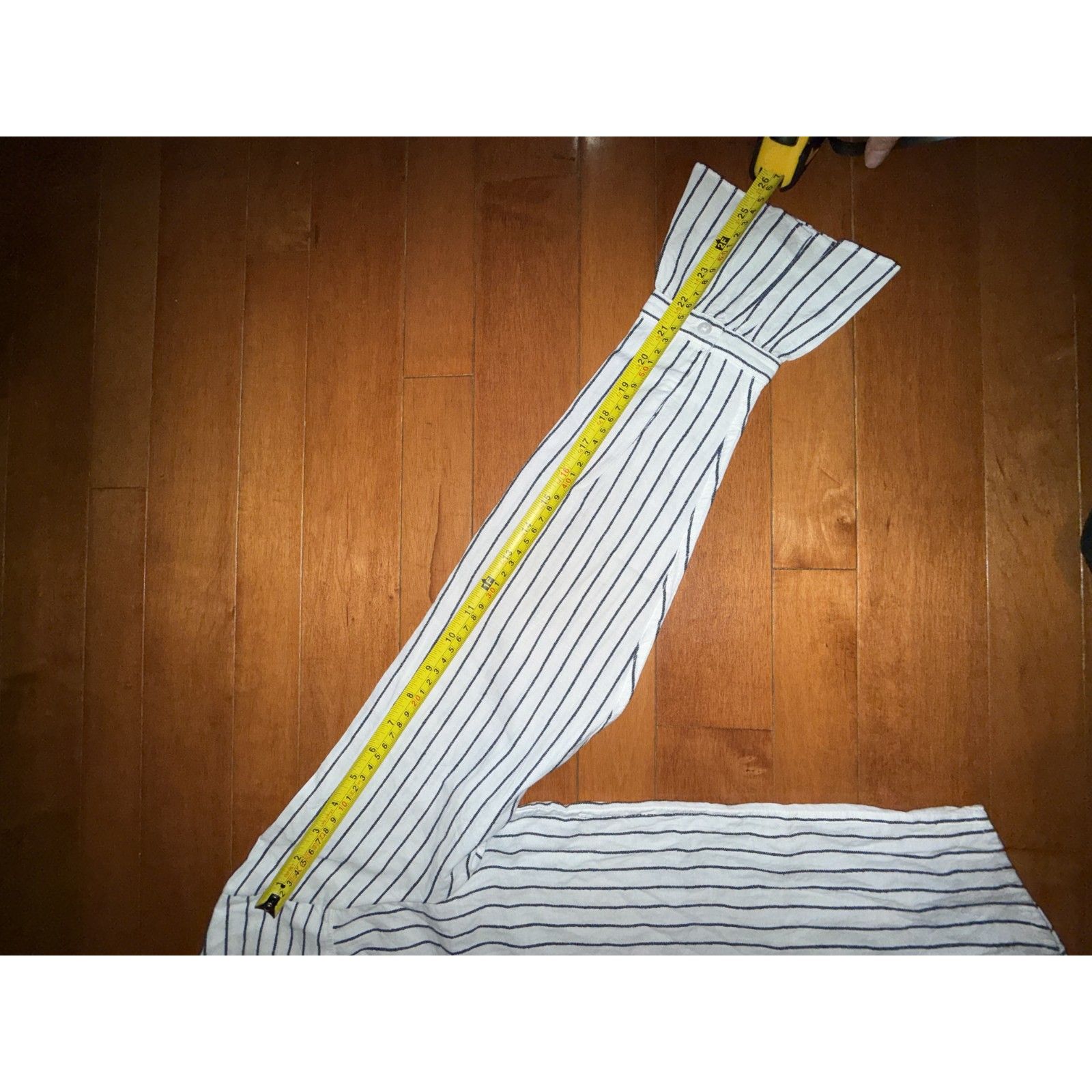 Wnu With Nothing Underneath Kew Striped Cotton Blouse Us 12 Ruffle Collar — image 7 of 8